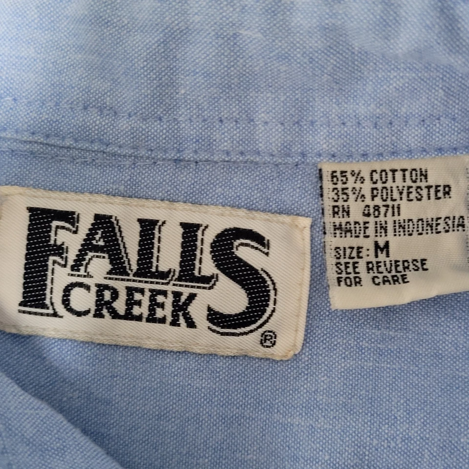 VTG Falls Creek Blue Snowman Embroidered Button Up Long Sleeve Shirt Size Medium - Image 3 of 4