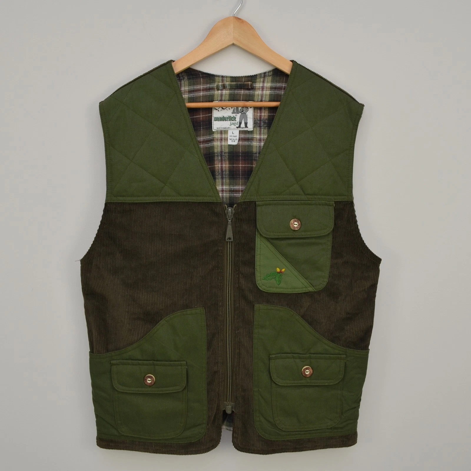 Wanderlick Jagd Hunting Quilted Cotton Corduroy Vest Vintage Mens Sz L Large