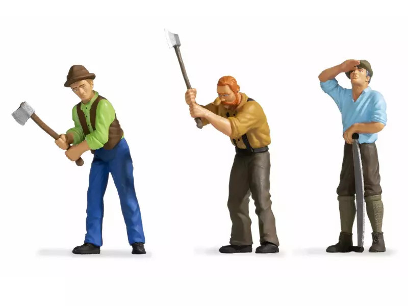 Bûcherons NOCH 17333 figurines pour peupler vos zones de coupe de bois et forêts en 1/22,5