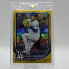 Topps 2025 Bowman Gold Roki Sasaki Rookie /75 #12 Dodgers MLB Baseball