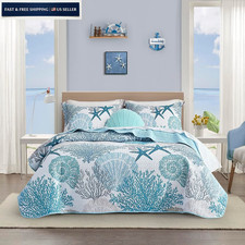 Tritard 3 Piece Coastal Quilt Sets King Size - Reversible King, Coastal1