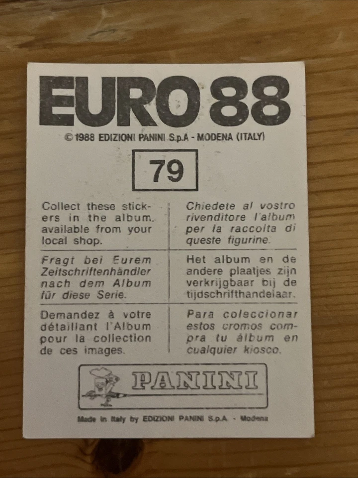 Euro 1988 Zenga Italien Panini Sticker-79 - Bild 2 von 2