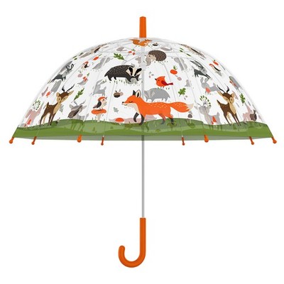 Esschert Design Kinder-Regenschirm Waldtiere, transparent, Kinderregenschirm, KG