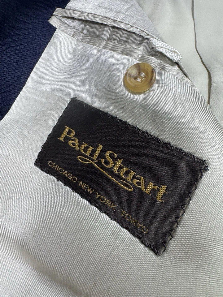 Blazer Paul Stuart Para Hombres 45XL Azul Marino Lana Dos Botones Calce Clásico De Colección Foto 4 de 4