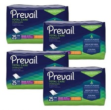 Prevail Total Care Underpads XL 30"x30" Super Absorbent Box of 4 Bags, NEW 100CT