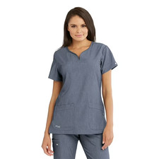 GREYS ANANTOMY SIGNATURE WOMEN SCRUB TOP IN DENIM SHADE IN ALL SIZES 2121 NWT
