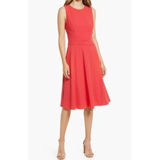 Eliza J Women's EJ1M6337 Size 14 Red Ruched Fit & Flare Dress NWT