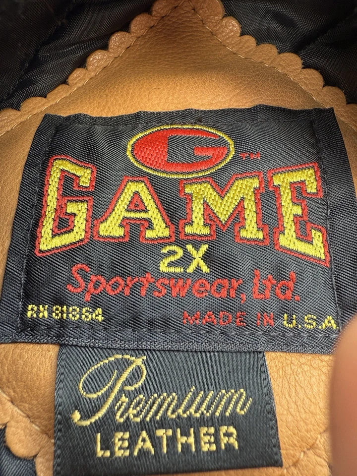 Chaqueta de bombardero universitaria vintage 2000’s GAME Sportswear para hombre 2XL - cuero genuino Foto 3 de 4