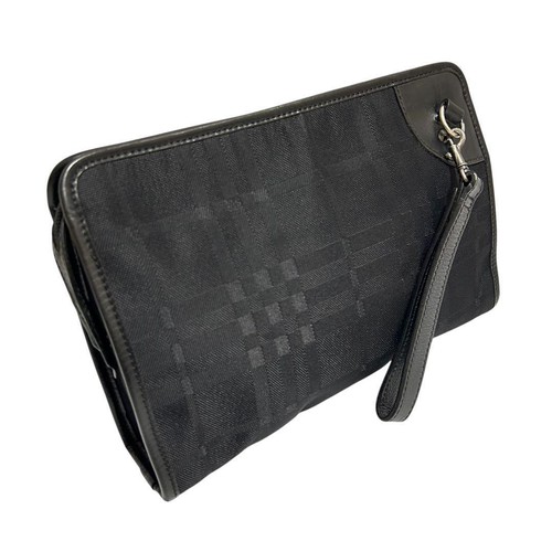 BURBERRY Shadow Check Clutch Bag in Canvas and Leather