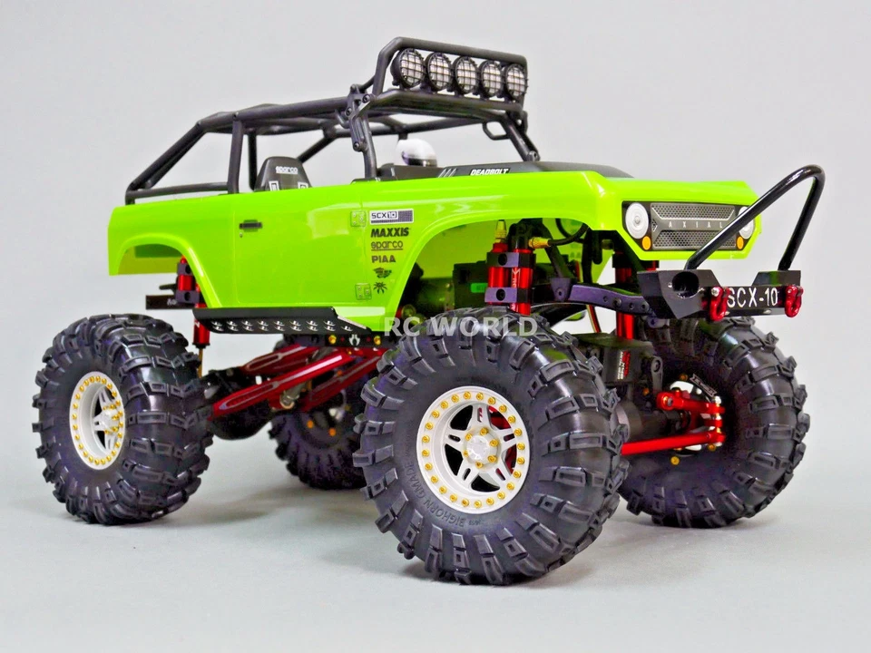 For Axial SCX10 RC Truck Front BULL NOSE Metal BUMPER w/ Metal Shackles -RED- - Image 2 of 4