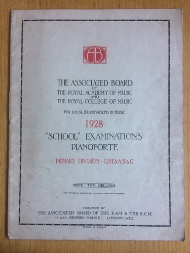 Royal Academy & College Of Music 1928 School Exam Pianoforte Division Lists ABC