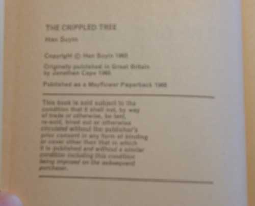 VINTAGE Han Suyin "The Crippled Tree" FIRST PAPERBACK EDITION 1968 EUC - Imagen 2 de 2
