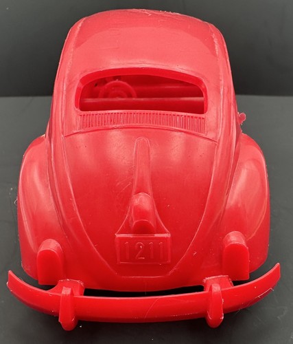 Vintage Volkswagen VW Beetle Bug Red Plastic Toy Car - Picture 9 of 19