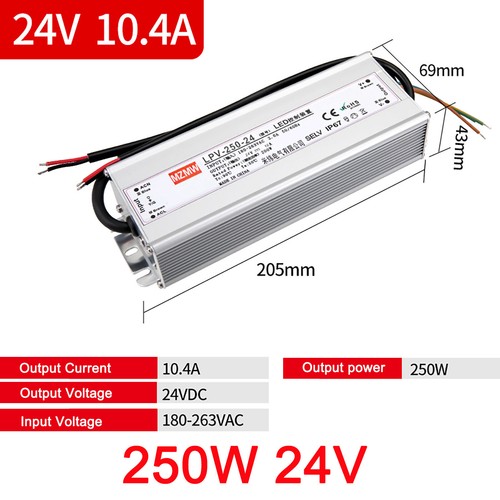 LED Strip Driver Power Supply Transformer Waterproof IP67 DC 12V/48V 25W/1500W - Picture 40 of 74