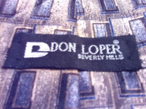 Cravatta uomo Don Loper Beverly Hills marrone oro nero cravatta geometrica - Foto 2 di 4