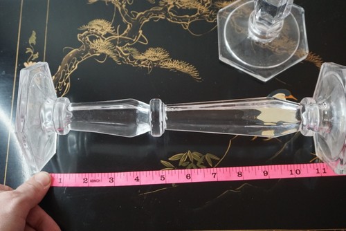Crystal 11" Candlesticks Hexagon Foot - Picture 2 of 2