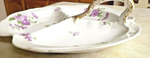 C. Ahrenfeldt Limoges France Depose 3 Sectioned Serving Dish With Handle - Picture 7 of 12
