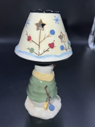 Nicholas Square Button Up Tree Snowman Candle Votive Lamp Christmas. - Picture 2 of 6