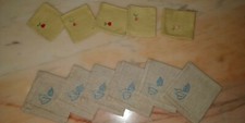 5 TOVAGLIOLI LINO 17x16 RICAMO A MANO FIORI + 5 TOVAGLIOLI LINO 22x21RICAMO