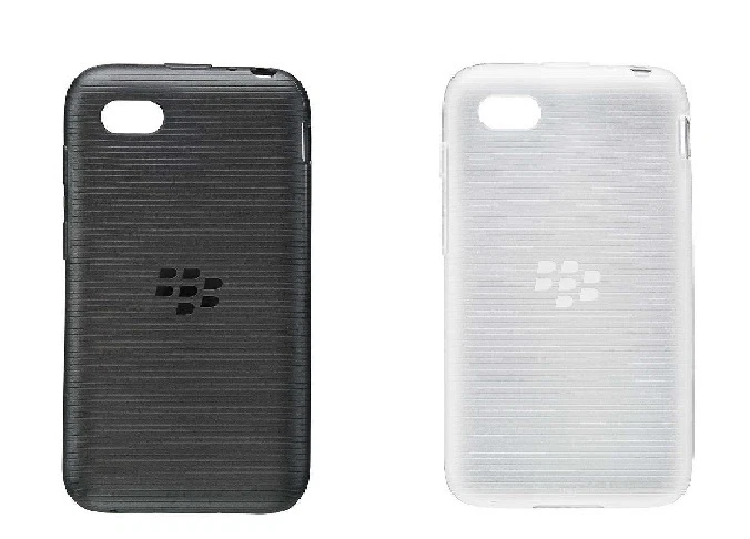 Paquete de 2 x Funda protectora suave genuina BlackBerry Q5 negra/transparente acanalada Foto 2 de 4