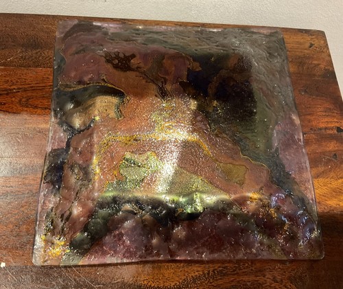 Australian Art glass Eveline Schumann abstract art glass dish platter signed - Picture 8 of 9