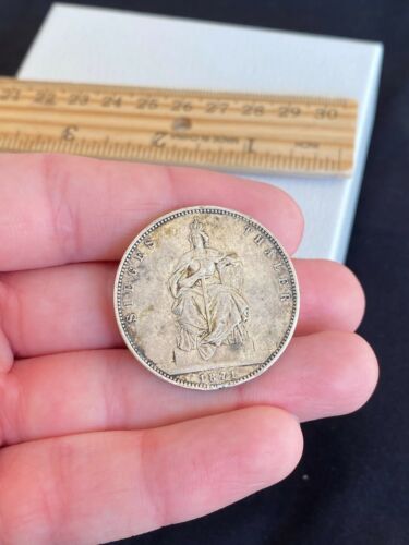 Antique 1871 German States Prussia Thaler .900 Silver Coin Made Into Pin Brooch
