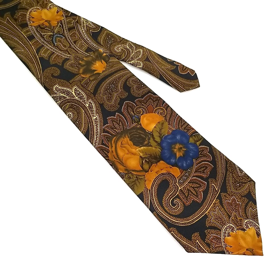 Corbata de Lujo Courtenay Floral Patrón Paisley Estampada Seda 55" x 3.75" Foto 4 de 4