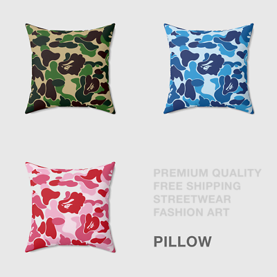 Classic Bape Camo ABC Shark 18x18 Throw Pillow Decor Bathing