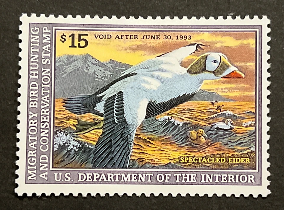 Travelstamps: US Stamps Scott #RW59 - 1992 Spectacled Eider Mint OG H - Image 2 of 4