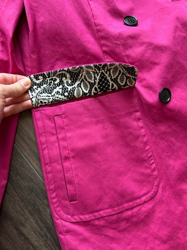 Talbots Hot Pink zweireihiger Langarm gefütterter Trenchcoat mit Taschen Größe 8 - Bild 3 von 11