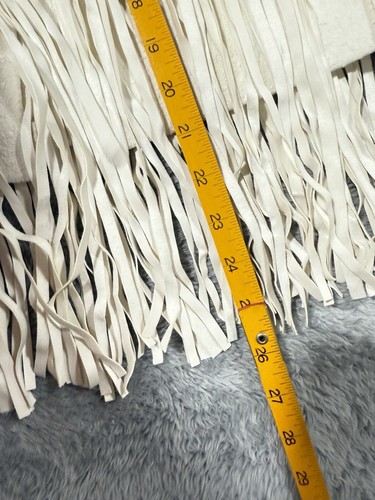 BCBG Maxazria RASHELL Faux Leather Fringe Skirt Womens 2 Lined Ivory Cream White - Picture 12 of 16