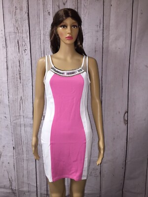 katia women's white/pink beaded tank dress Size options | eBay