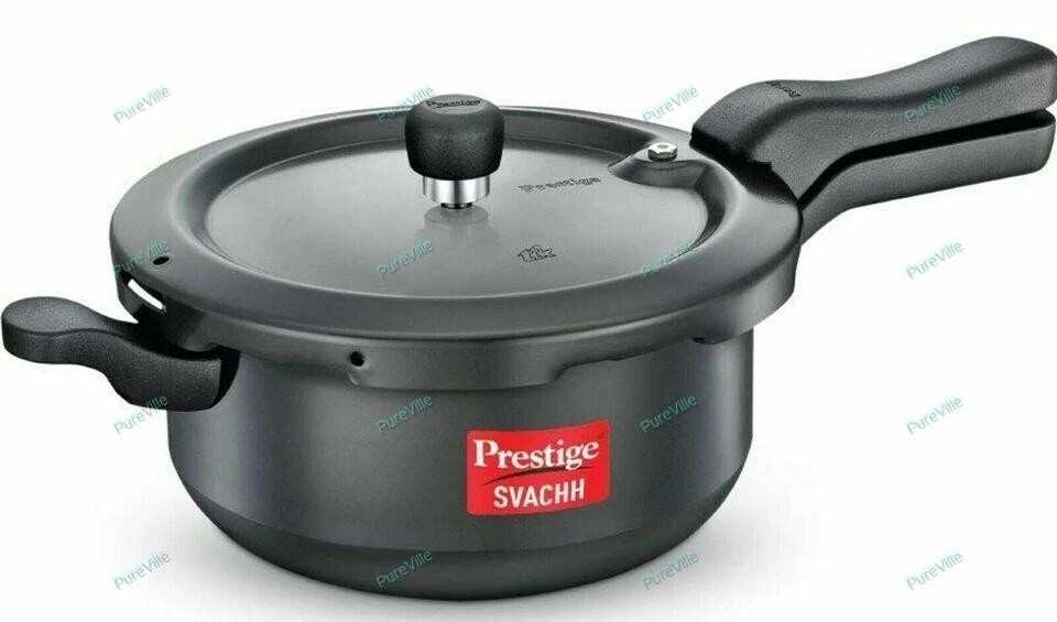 Indian Best Prestige Svachh 118.3oz Print Cooker, Hard Anodized Body Black