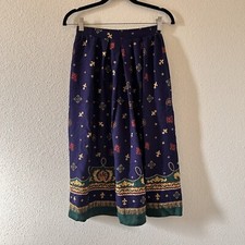 JANTZEN CLASSICS VTG Printed Midi Skirt Blue Green Women Size 8
