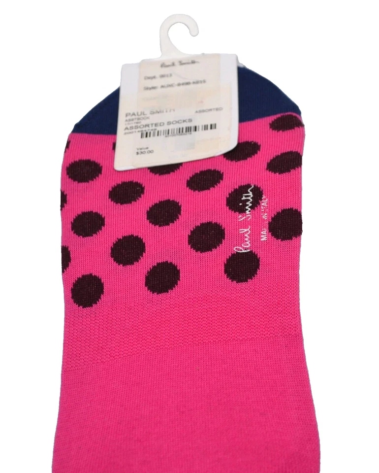 Paul Smith Hombre Rosa Azul Negro Lunares Algodón Corte Bajo No Show Calcetines Italia Talla Única Foto 4 de 4