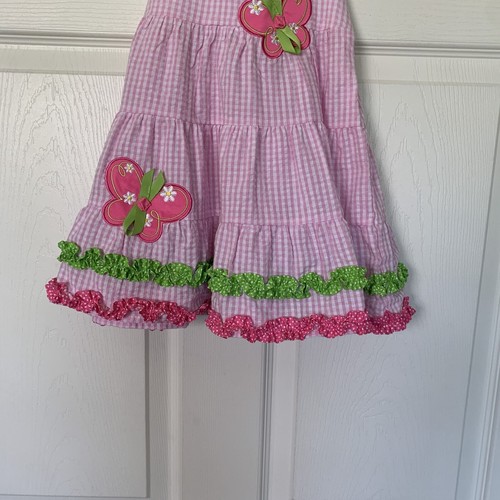 Emily Rose Pink Gingham Seersucker Butterfly Dress Girls 2T Sundress Ruffles New - Picture 3 of 13