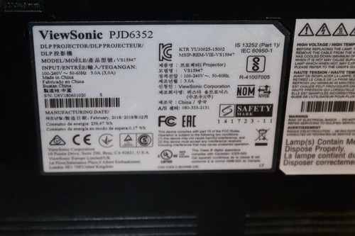 ViewSonic PJD6352 DLP Projector 3500 ANSI Lumens,Full HD 3D HDMI w/ Power Cord - Picture 12 of 17