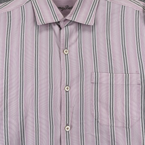 Tommy Bahama Mens Large Pink Striped Silk Blend Long Sleeve Dress Shirt - Picture 14 of 20
