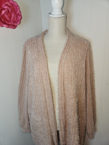MAURICES Sz 1 Textured Eyelash Open Front Comfy Cardigan Sweater w/ Pockets NWT - Picture 4 of 20