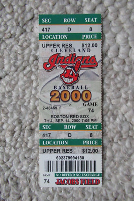 INDIANS VS RED SOX 9/14/2000 FULL TICKET ~ PEDRO MARTINEZ (WIN #17 / 10Ks)