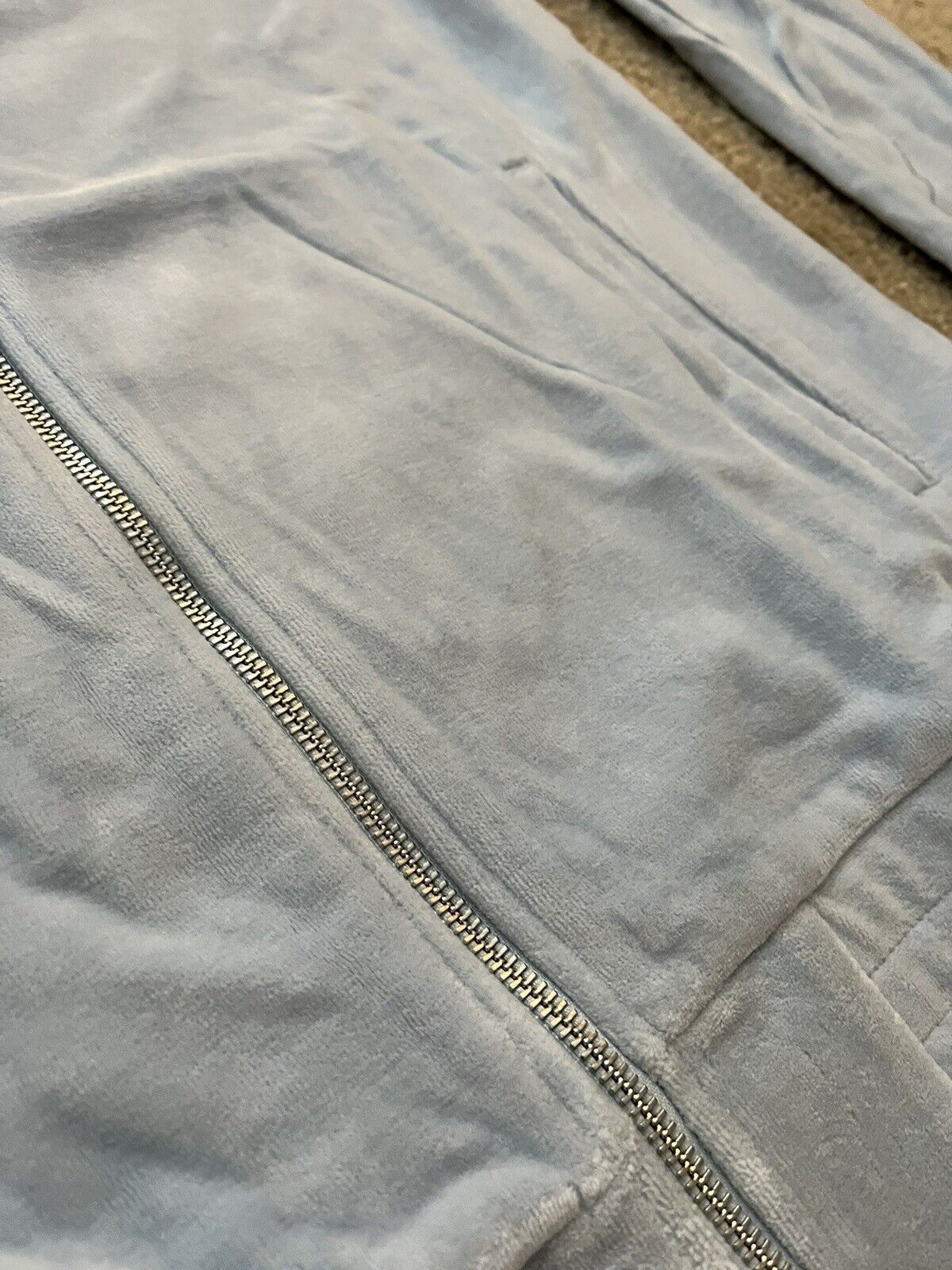 Fila Mens Velour Tracksuit Sweatsuit Solid Baby Blue Velvet Sz M L XL