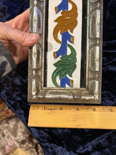 Feiner antiker gerahmter Kunsthandwerk Fliese gerahmt schöner Zustand 12 x 4,5 - Bild 8 von 12
