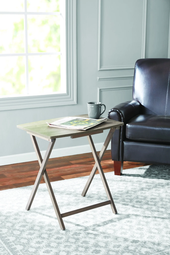 Indoor Oversized Single Folding Tray Table, Rustic Gray, 26" X 23.6 X 17.7" - Picture 4 of 12