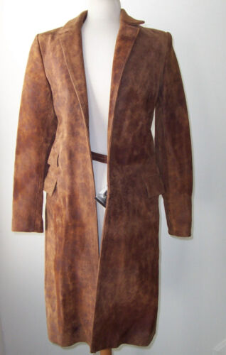 CARPE DIEM MAURIZIO ALTIERI Brown Distressed Leather Coat  S - Afbeelding 1 van 4