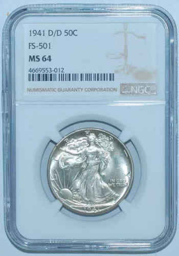 1941 D/D NGC MS64 FS-501 RPM Repunched Mint Mark Walking Liberty Half Dollar