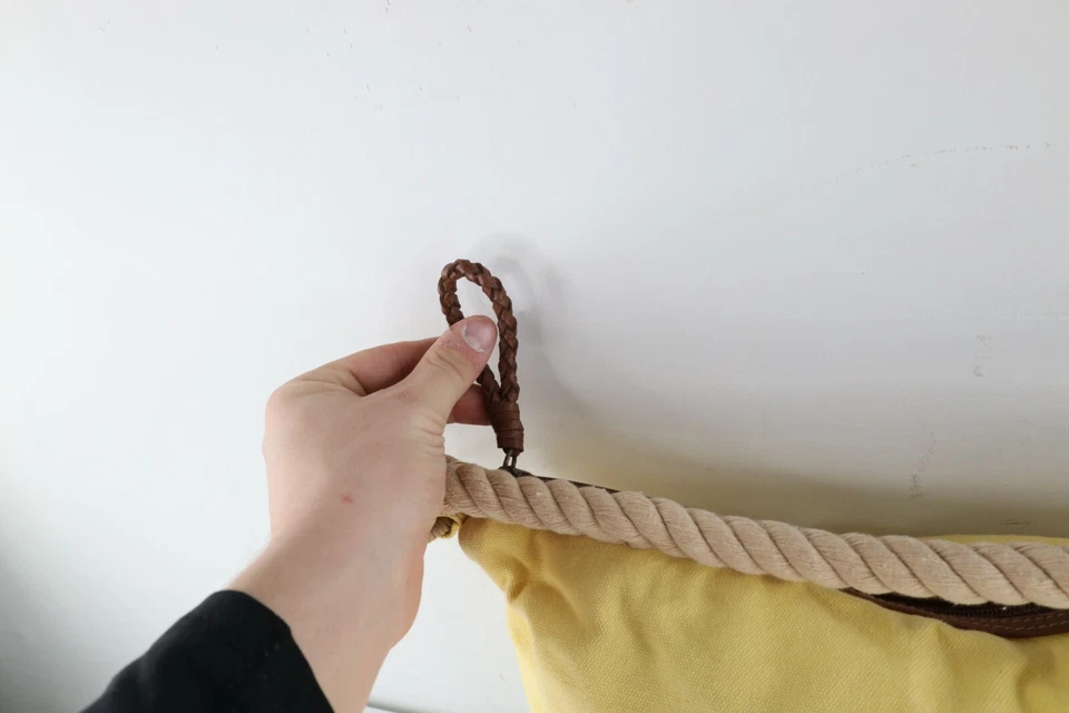 Vintage 90s Levis Spell Out Roped Canvas Floral Hobo Handbag Purse Tote Yellow - Image 4 of 4