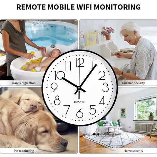 1080P HD Wifi IP Wall Clock Home Security Nanny Camera Support Phone Remote View - Afbeelding 5 van 19