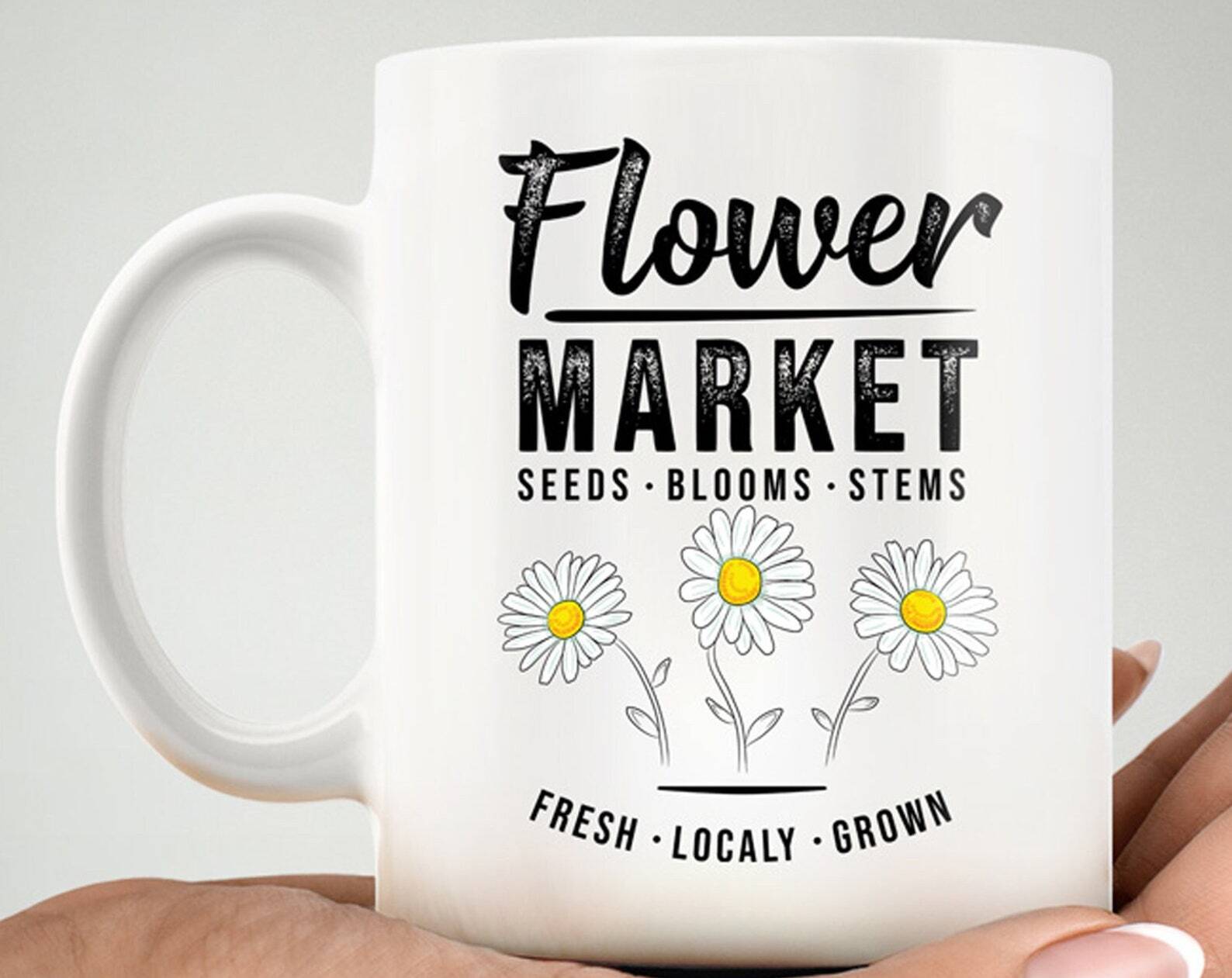 Daisy Flower Mug Cottagecore Botanical Wildflower Gift for Tea Lovers