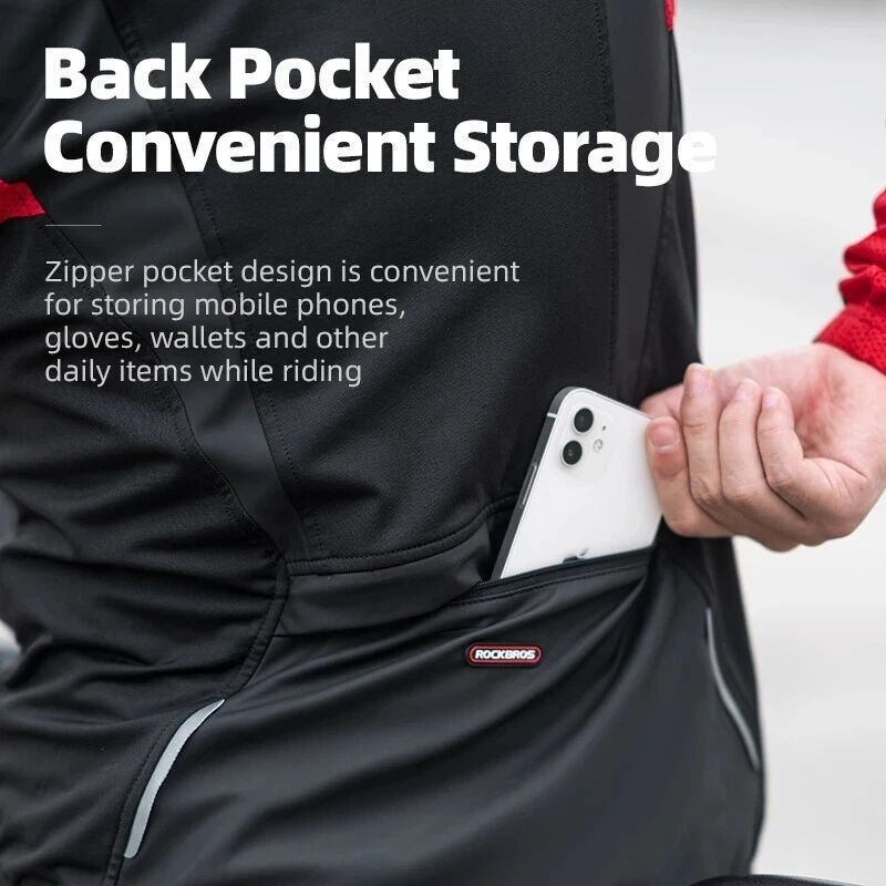 ROCKBROS Winter Cycling Jacket Long Sleeved Warm Outdoor Windproof Suit For Men - Image 2 of 4