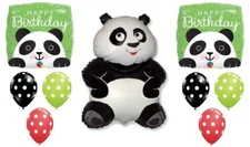 PANDA Pandemonium Jungle Polka Dots Birthday Party Mylar & Latex Balloons Set